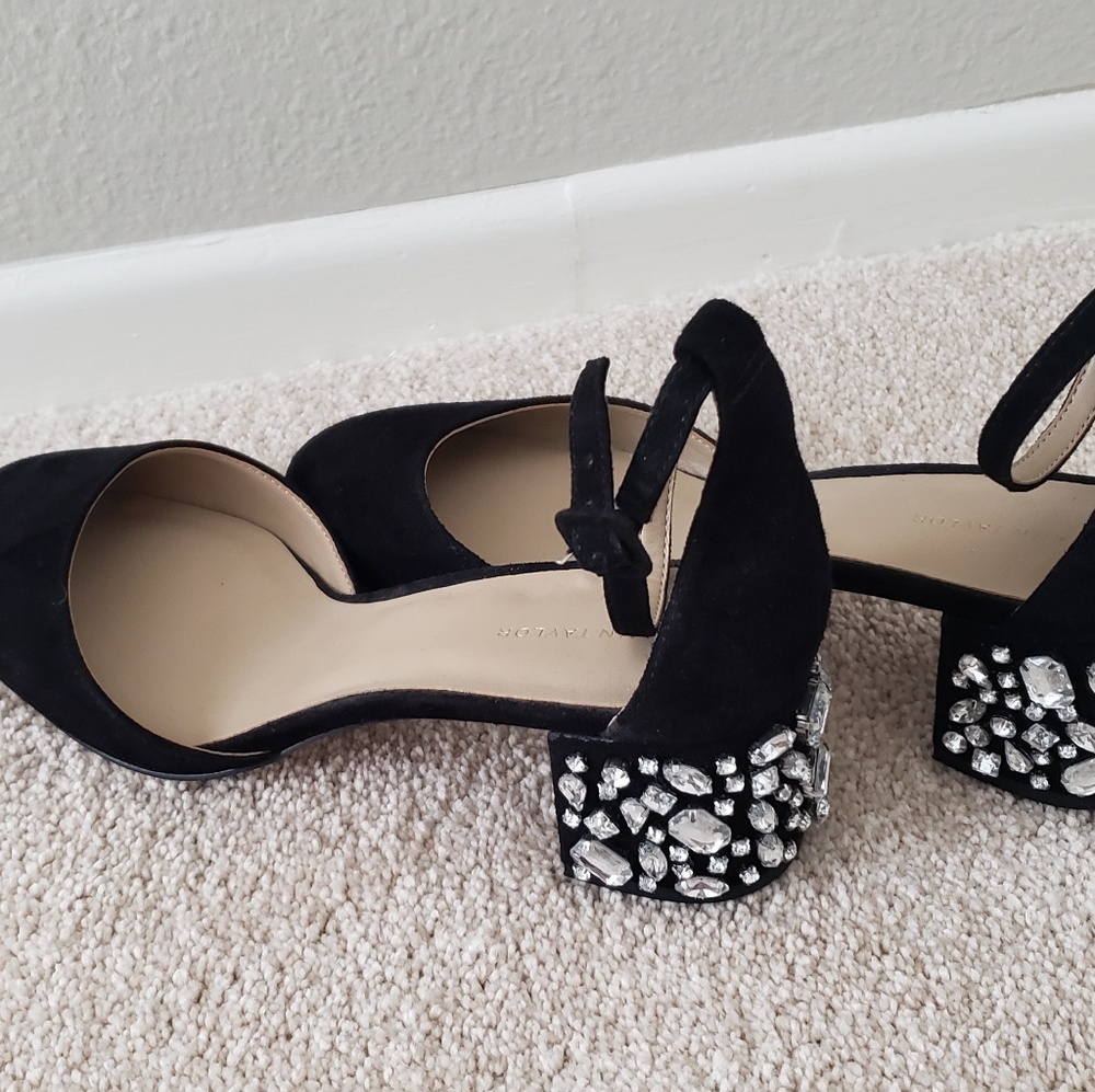 Ann Taylor ankle strap embellished low heeps